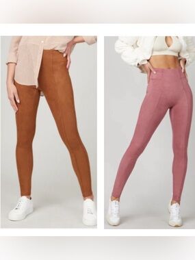 Spanx TWO PAIRS Faux Suede Leggings